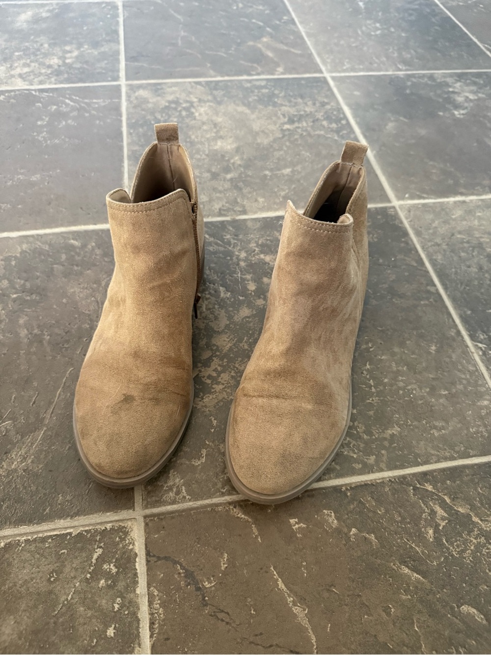 Women's Taupe Suede Ankle Boots - Classic Slip-On Style